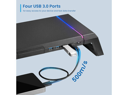 BASE PARA MONITOR EWENT EW1268 (DOBRÁVEL COM RGB E HUB USB 3.0 PRETO)