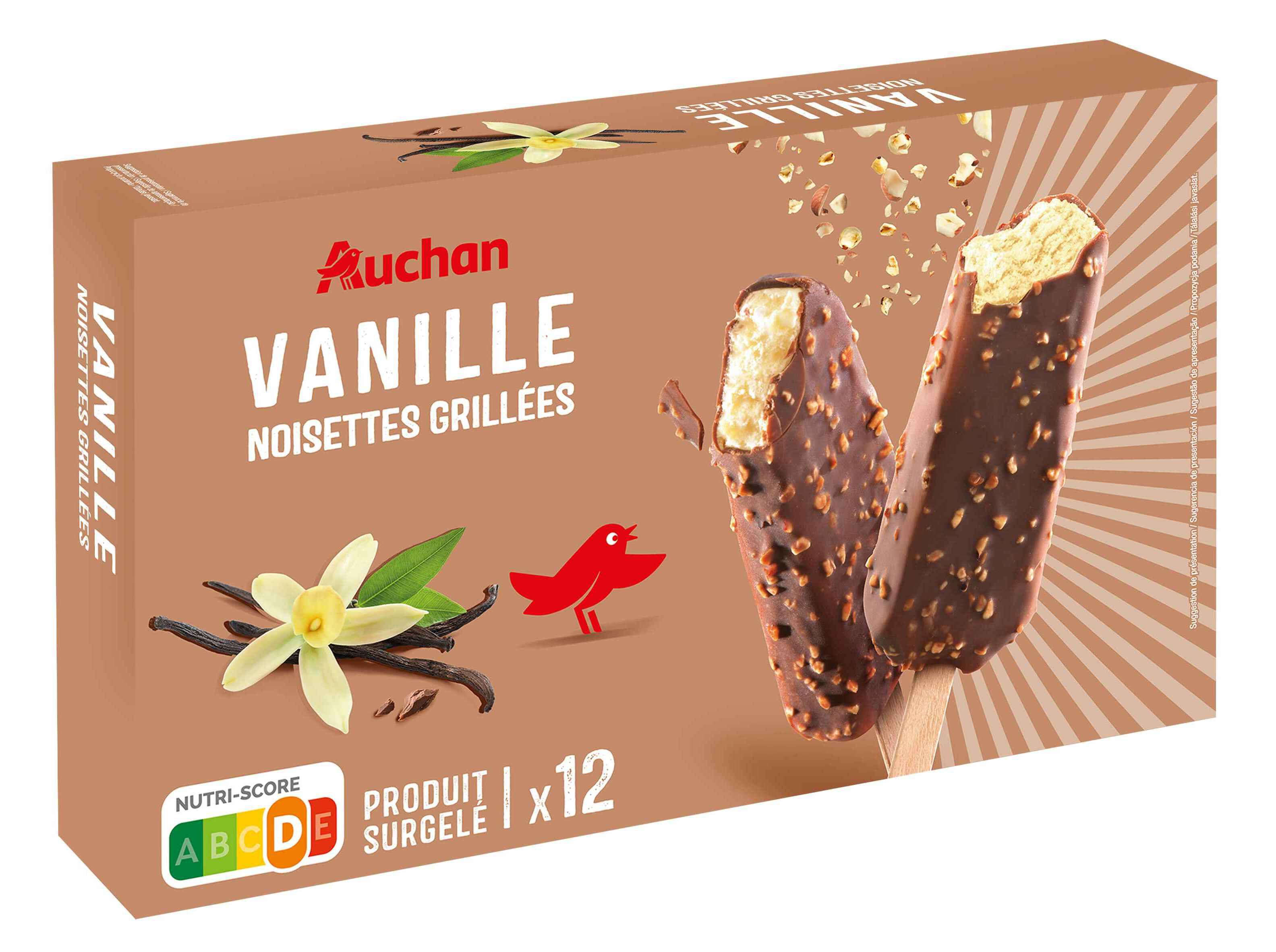 GELADO PALITO AUCHAN BAUNILHA C/AVEL&Atilde; 12X60ML image number 1