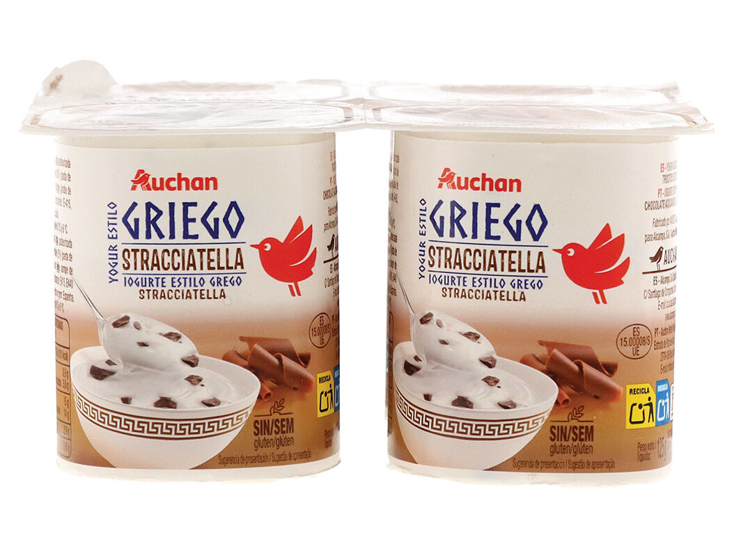 IOGURTE AUCHAN GREGO STRACCIATELLA SEM GL&Uacute;TEN 4X125G image number 0