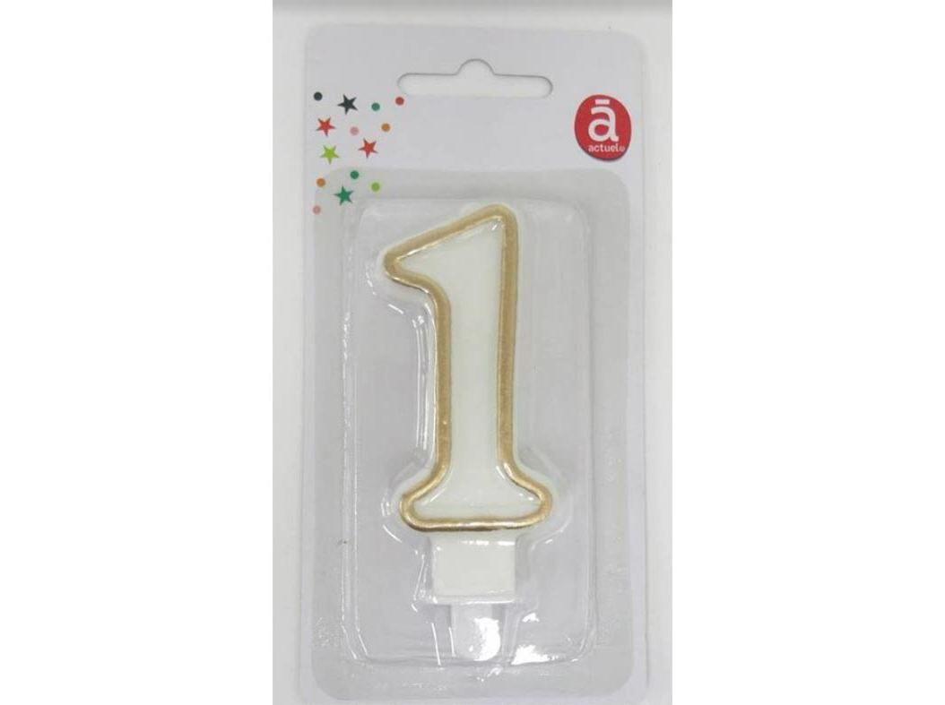 VELA ANIVERS&Aacute;RIO N&ordm; 1 ACTUEL BRANCO C/REB DOURADO image number 0