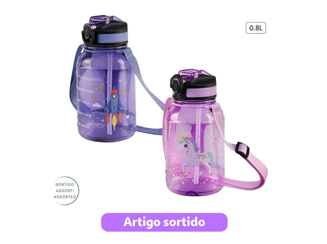 GARRAFA DE &Aacute;GUA ANILAR PL&Aacute;STICO 0.8L MODELOS SORTIDOS