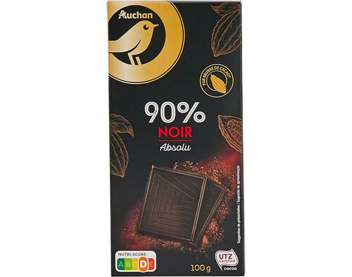 CHOCOLATE AUCHAN GOURMET NEGRO 90% 100G image number 0