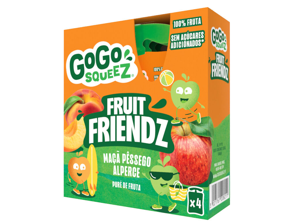 SAQUETAS FRUTA GO GO SQUEEZ PESSEGO ALPERCE 4X90G