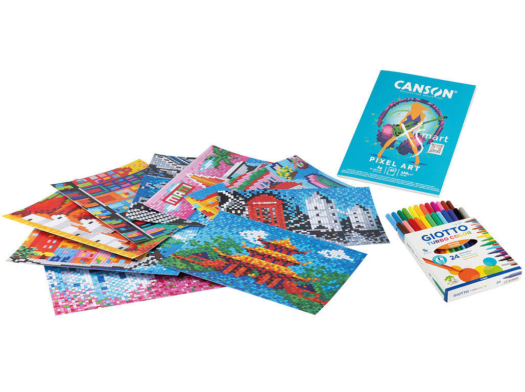 CONJUNTO CRIATIVO GIOTTO PIXEL ART POSTCARDS image number 1