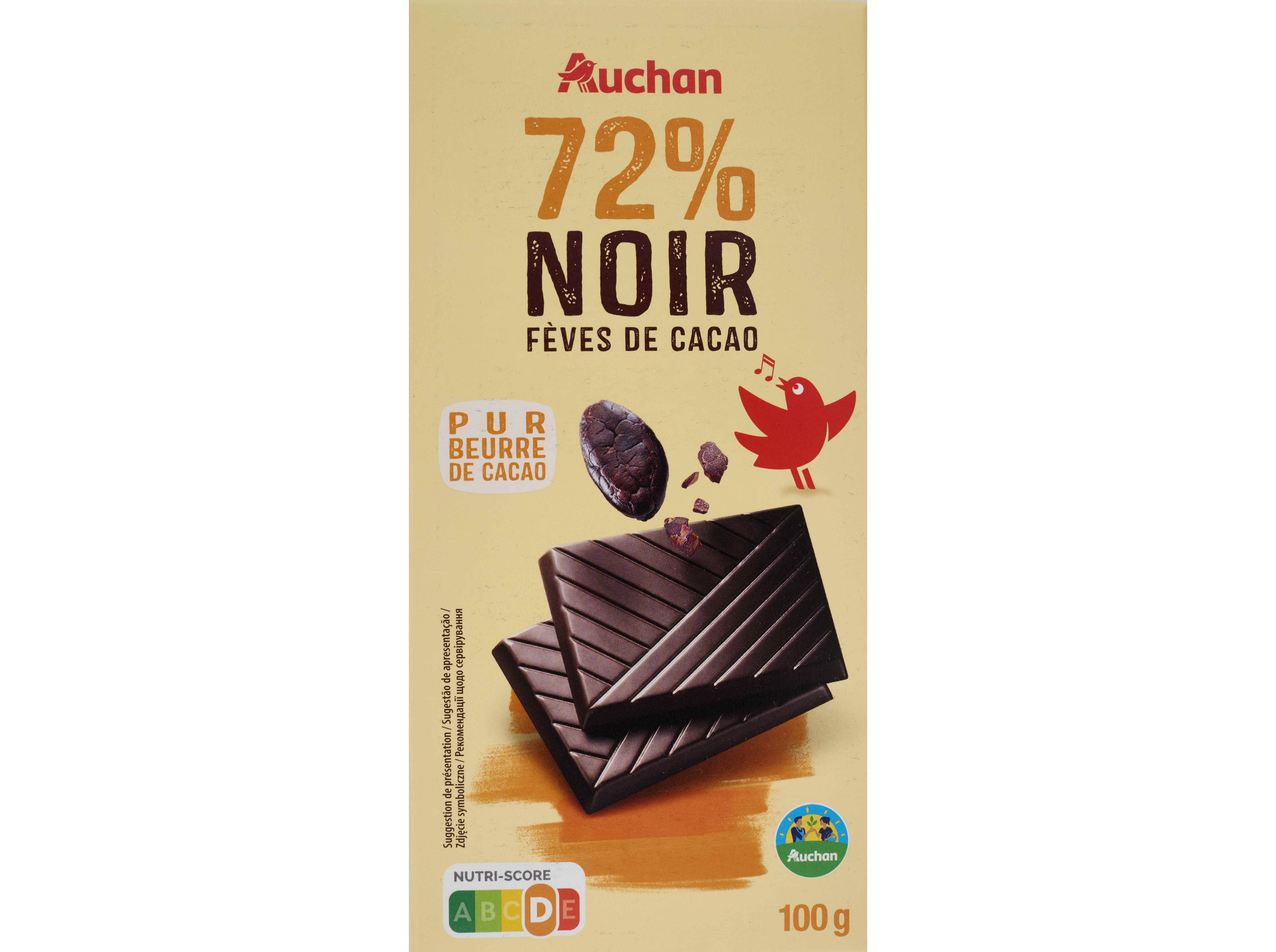 CHOCOLATE NEGRO AUCHAN CULTIVAMOS O BOM COM GR&Atilde;OS DE CACAU 100G