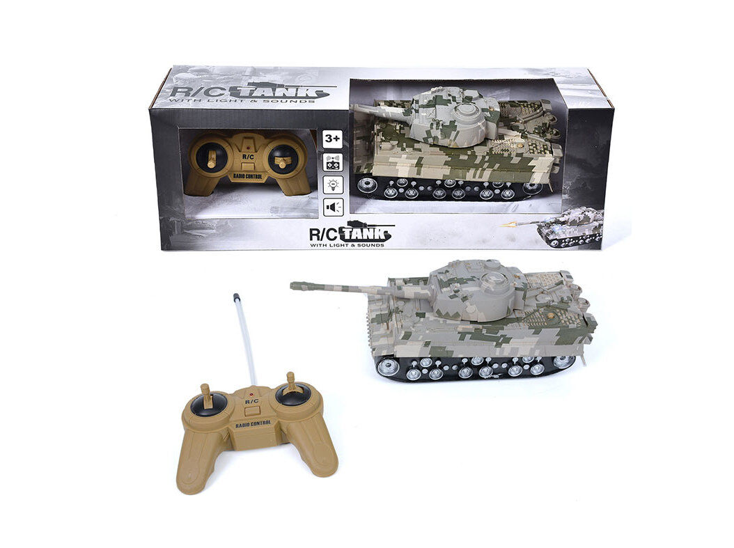 TANQUE DE COMBATE R/C COM LUZ E SOM 22X10X7CM