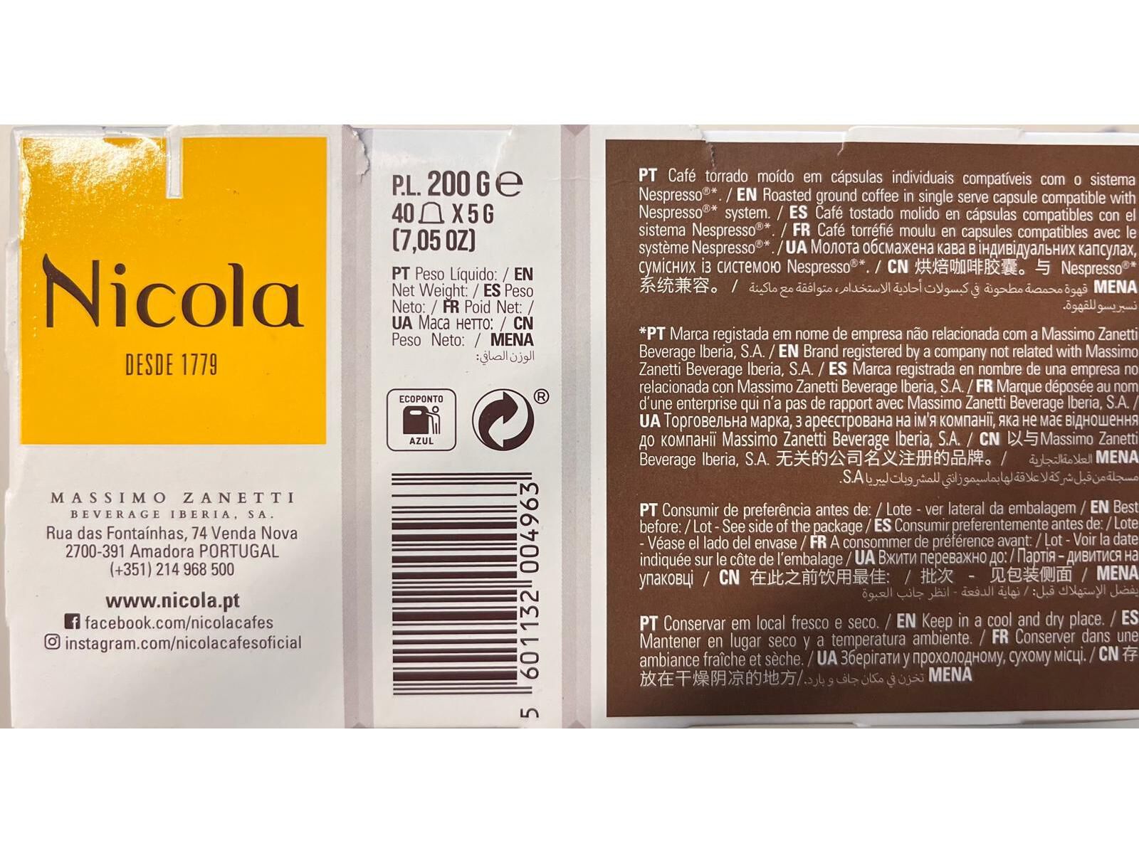 C&Aacute;PSULAS NICOLA ROSSIO XL PP NSP 40 UN image number 1