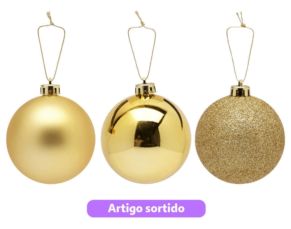 BOLA DE NATAL ACTUEL DOURADO 8CM MODELOS SORTIDOS