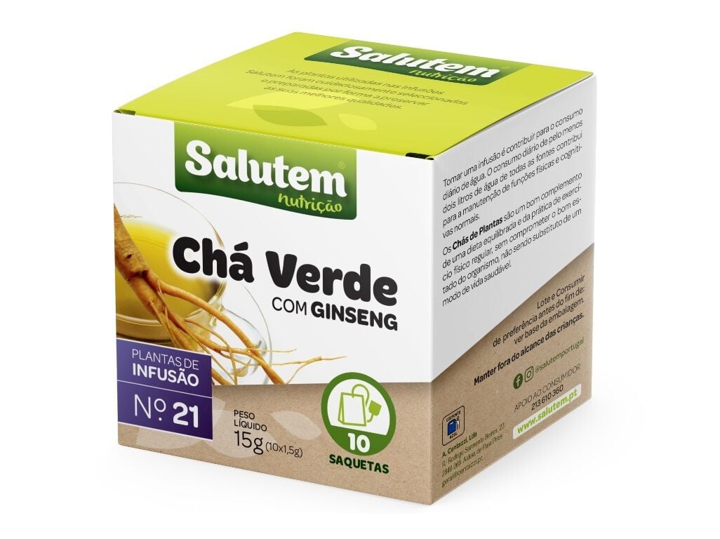 CH&Aacute; SALUTEM INFUS&Atilde;O N&ordm;21 VERDE COM GINSENG 10 SAQUETAS image number 0