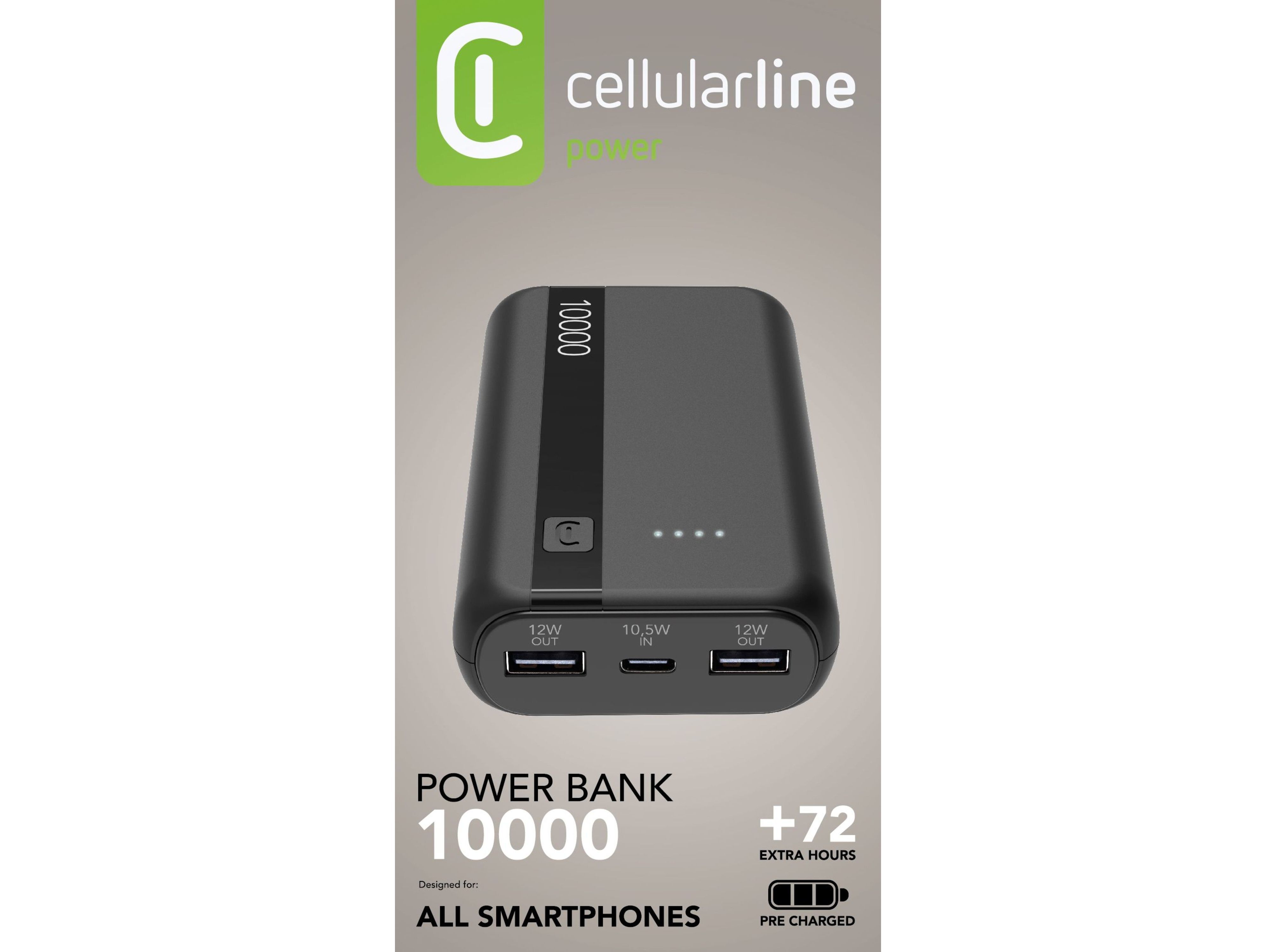 POWERBANK CELLULARLINE ENTRY PRETO 10000 MAH image number 1