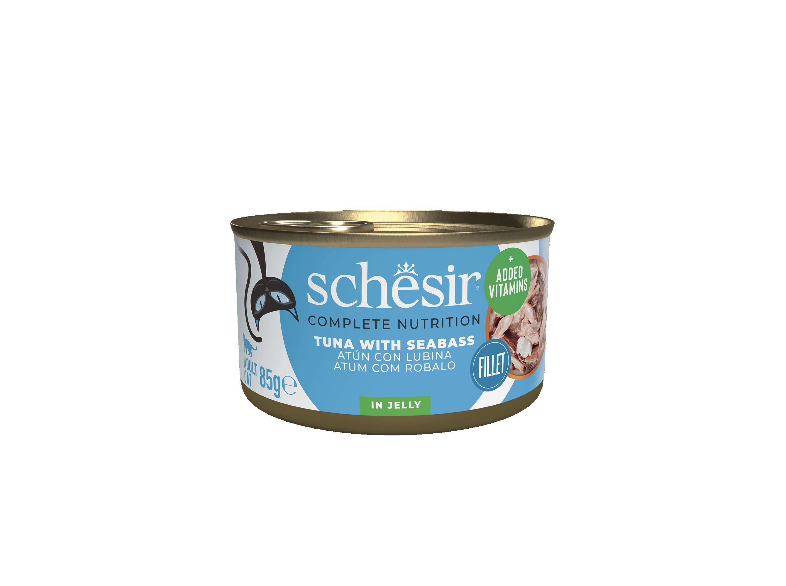 COMIDA H&Uacute;MIDA PARA GATO SCHESIR COM ATUM E ROBALO MAR 85G