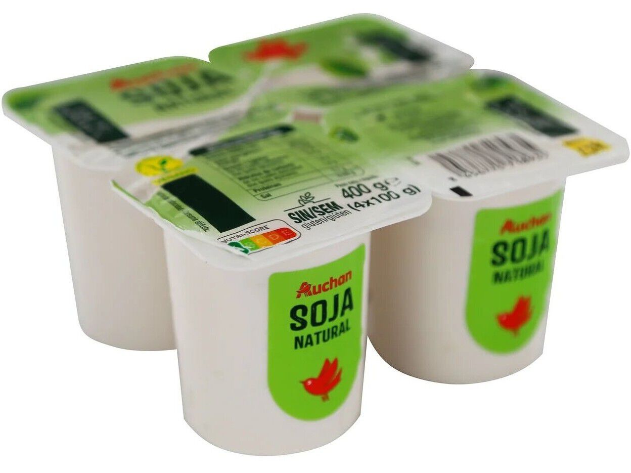 SOJAGURTE AUCHAN NATURAL SEM GL&Uacute;TEN 4X100G image number 0