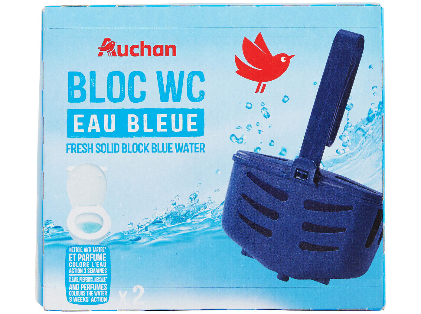 BLOCO WC AUCHAN &Aacute;GUA AZUL 2UN