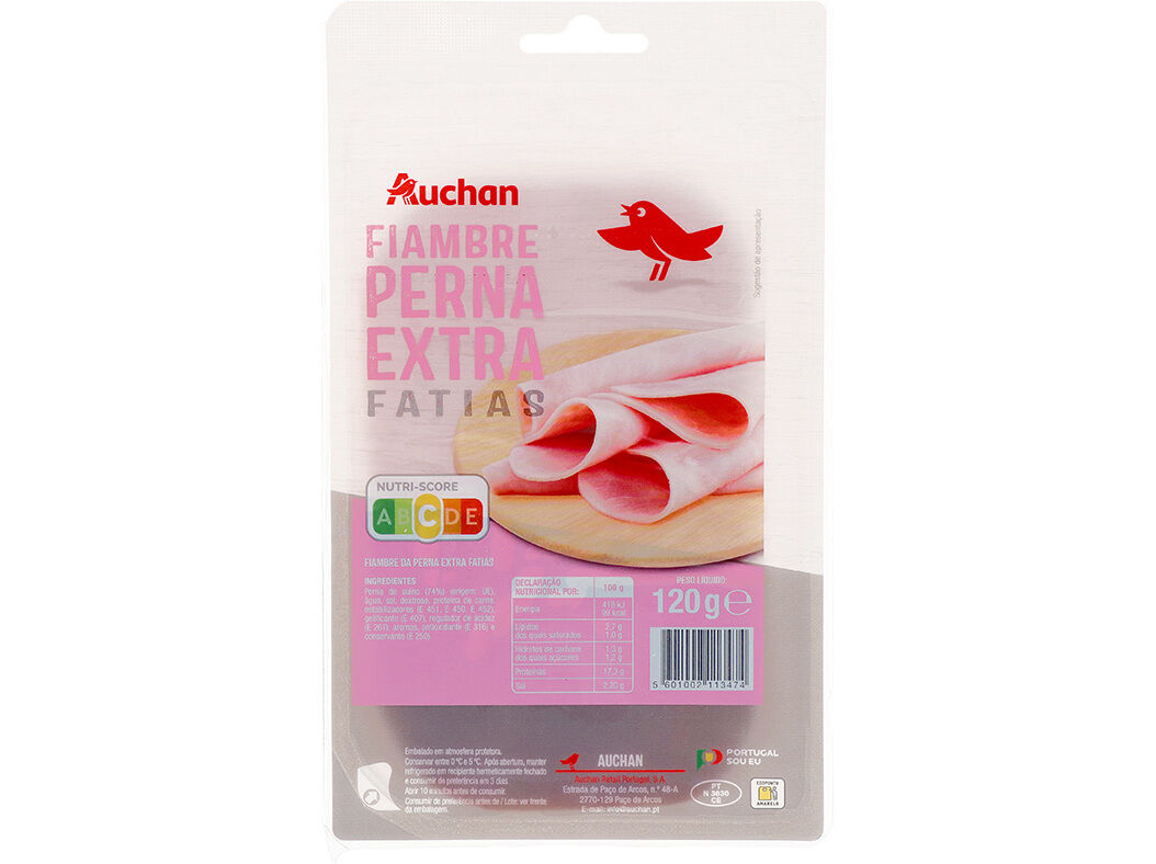 FIAMBRE DA PERNA EXTRA AUCHAN FATIAS 120 G