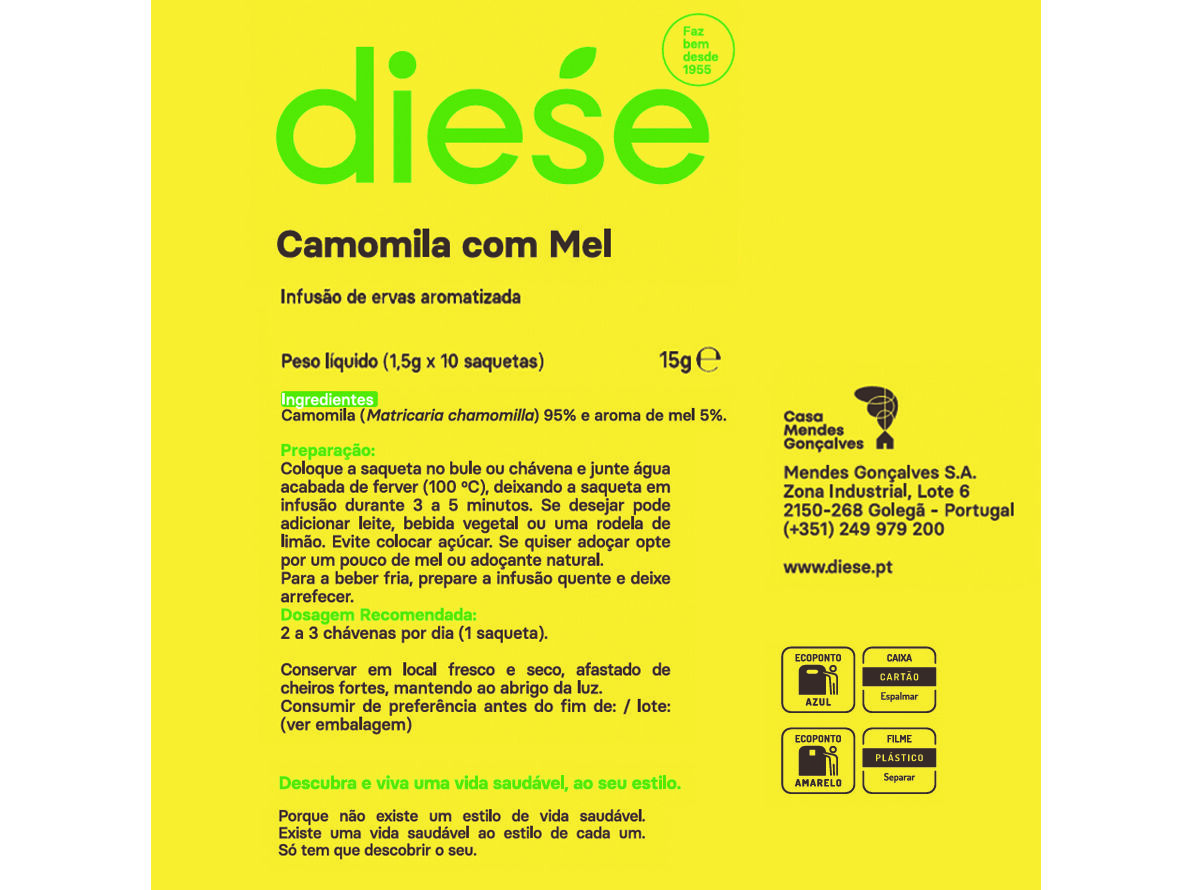 CH&Aacute; PLANTAS E ERVAS DIESE CAMOMILA COM MEL 15G image number 1