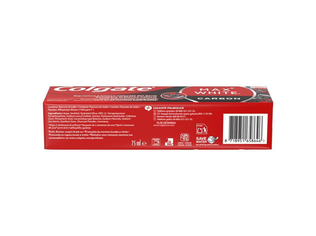 PASTA DE DENTES BRANQUEADORA MAX WHITE CARV&Atilde;O COLGATE 75ML image number 2