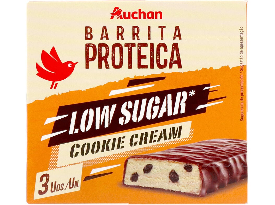BARRITA PROTEICA AUCHAN COOKIE CREAM 3UN 120G