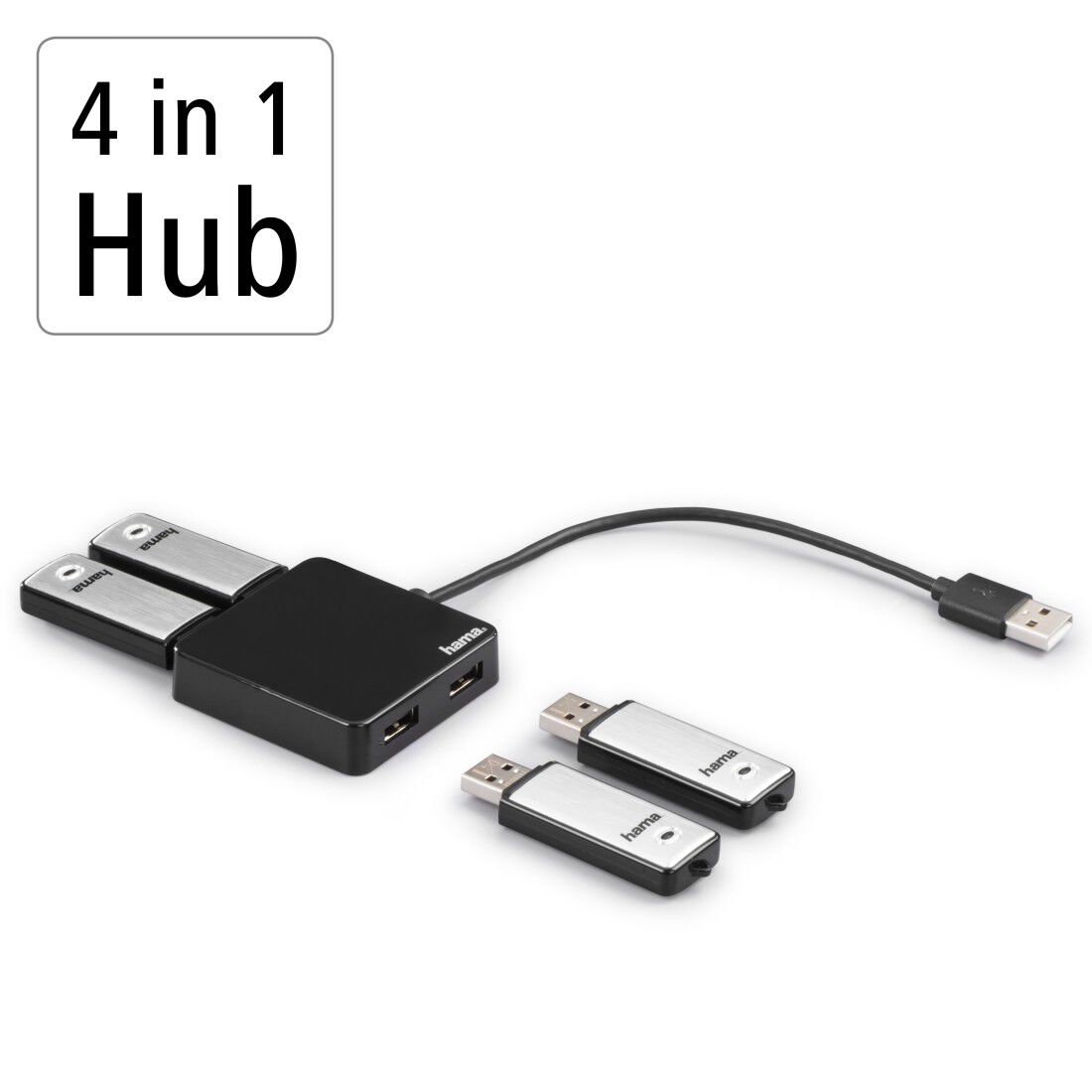 HUB HAMA 00200121 USB2.0 PRETO 4 PORTAS image number 1