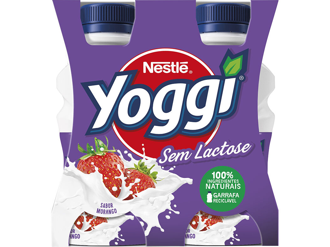 IOGURTE YOGGI L&Iacute;QUIDO SEM LACTOSE MORANGO 4X160G
