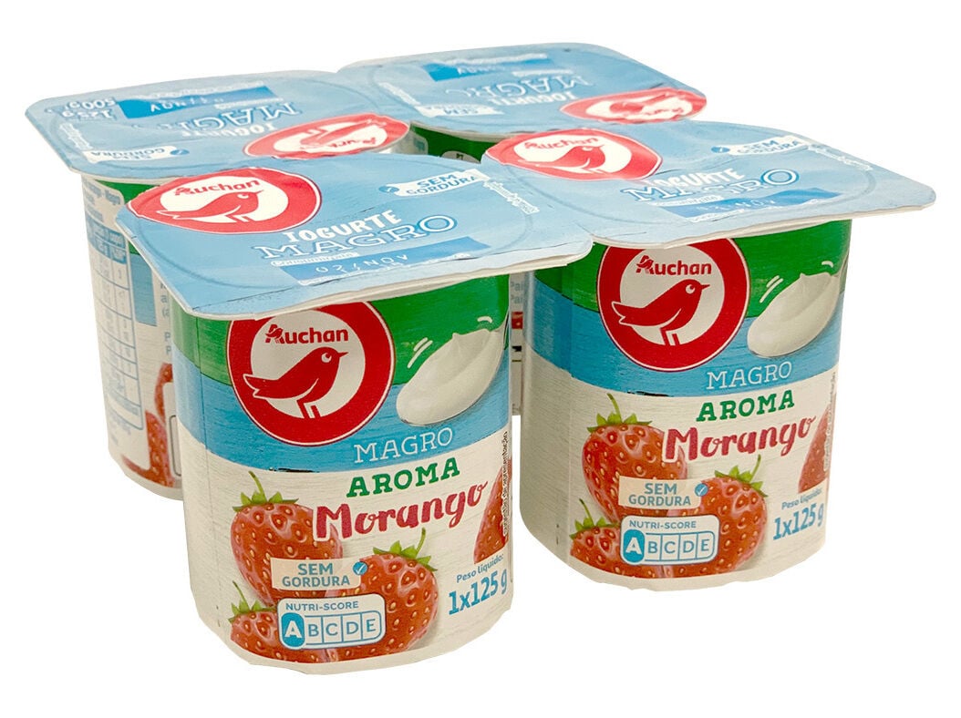 IOGURTE AUCHAN MAGRO AROMA MORANGO 4X125G image number 0