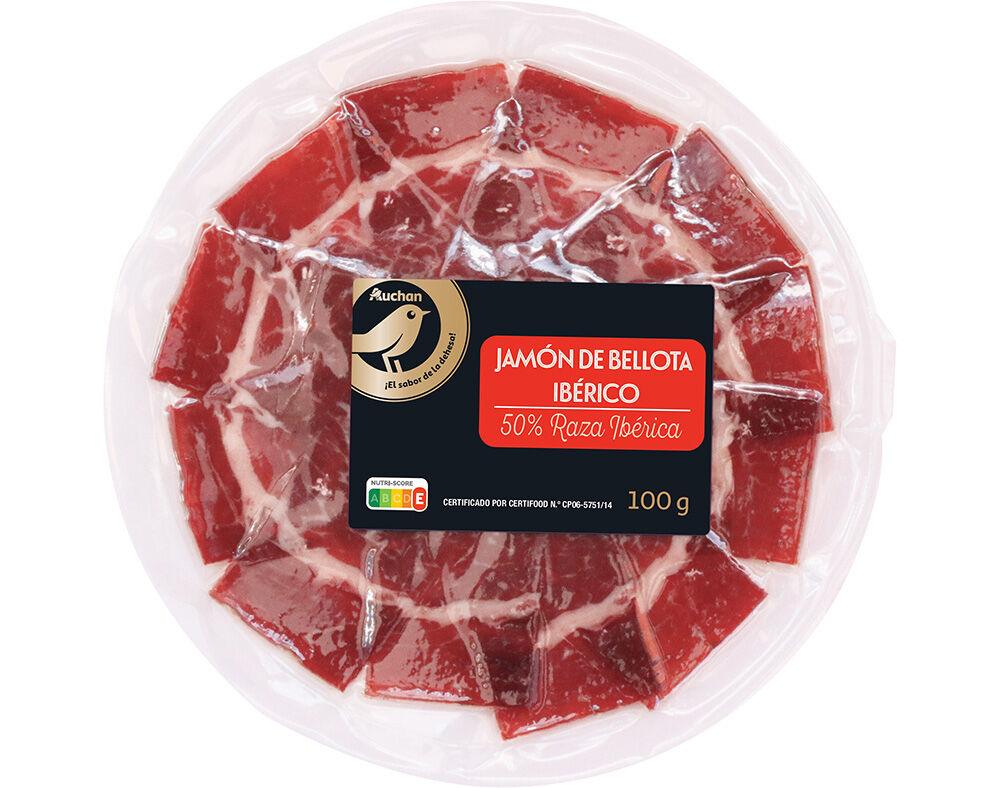 PRESUNTO IB&Eacute;RICO AUCHAN GOURMET BELLOTA 50% RA&Ccedil;A IB&Eacute;RICA 100G image number 0
