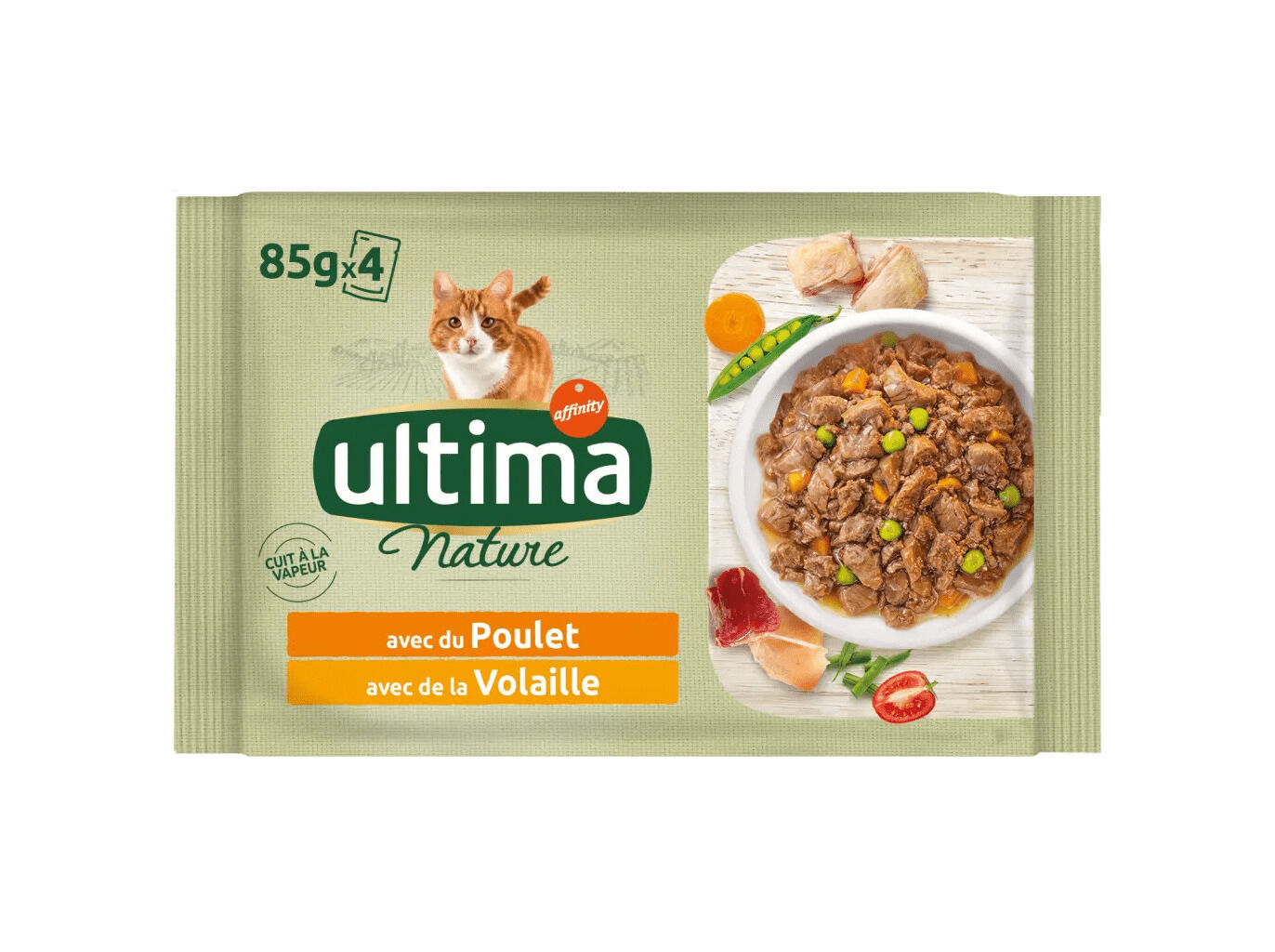 COMIDA H&Uacute;MIDA PARA GATO ULTIMA NATURE COM FRANGO E AVES 4X85G image number 0