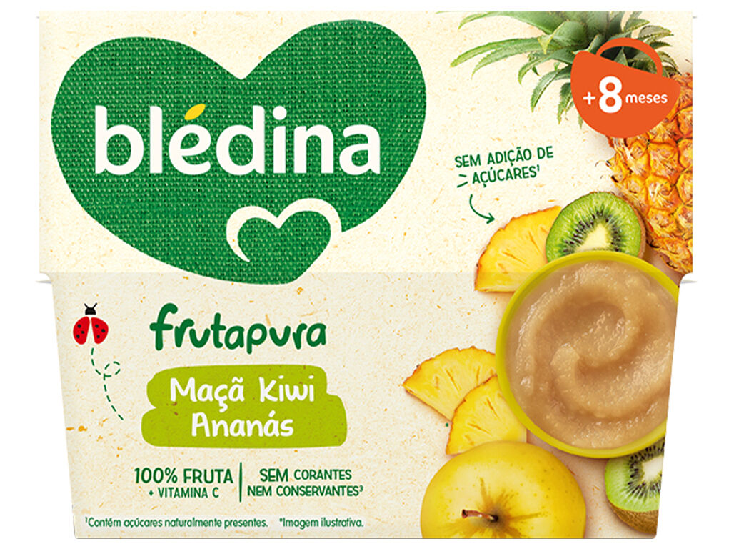 TACINHA FRUTA BLEDINA MA&Ccedil;&Atilde;KIWI E ANAN&Aacute;S 4X95G