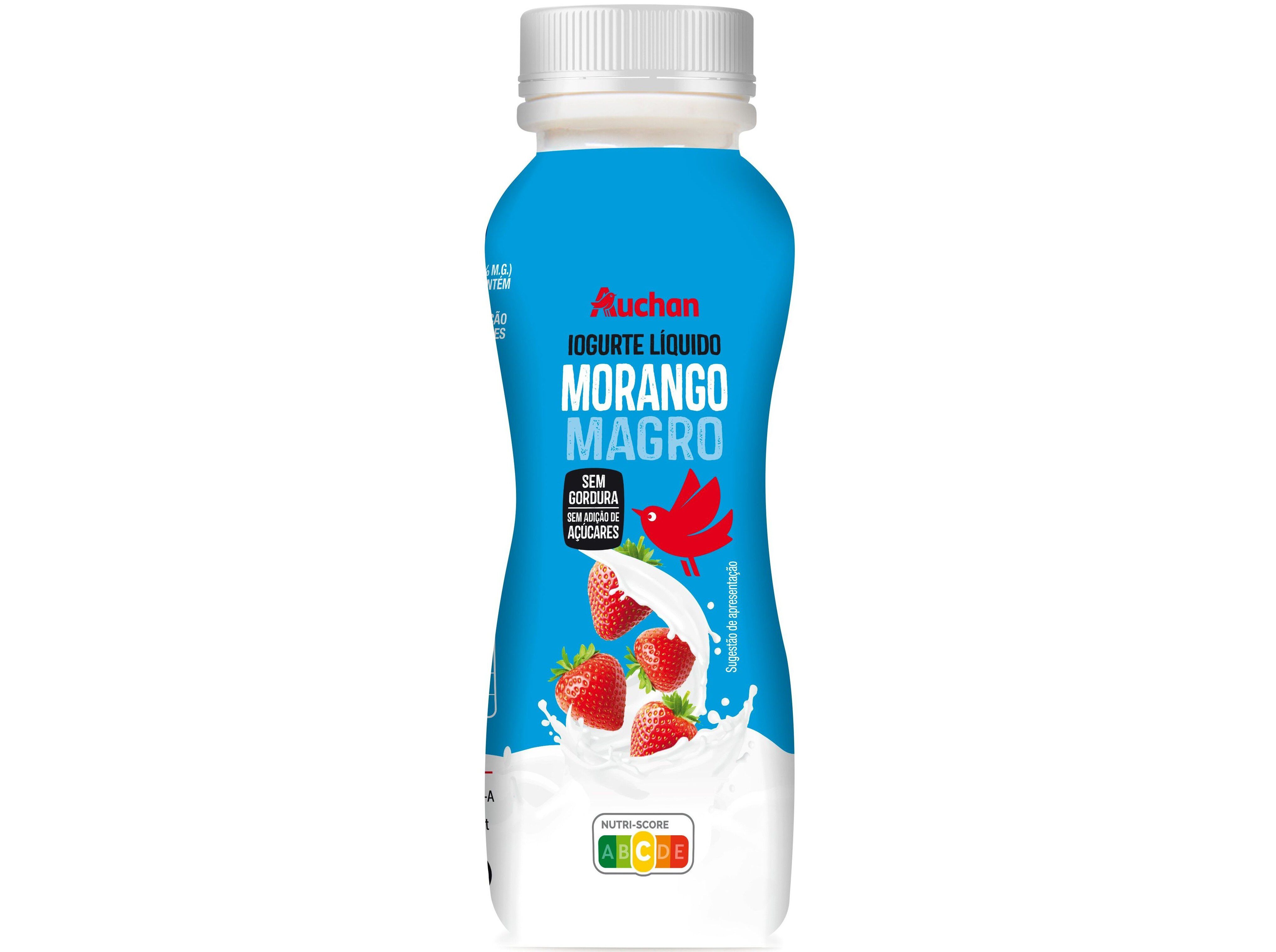 IOGURTE L&Iacute;QUIDO MAGRO AUCHAN MORANGO 160G image number 0