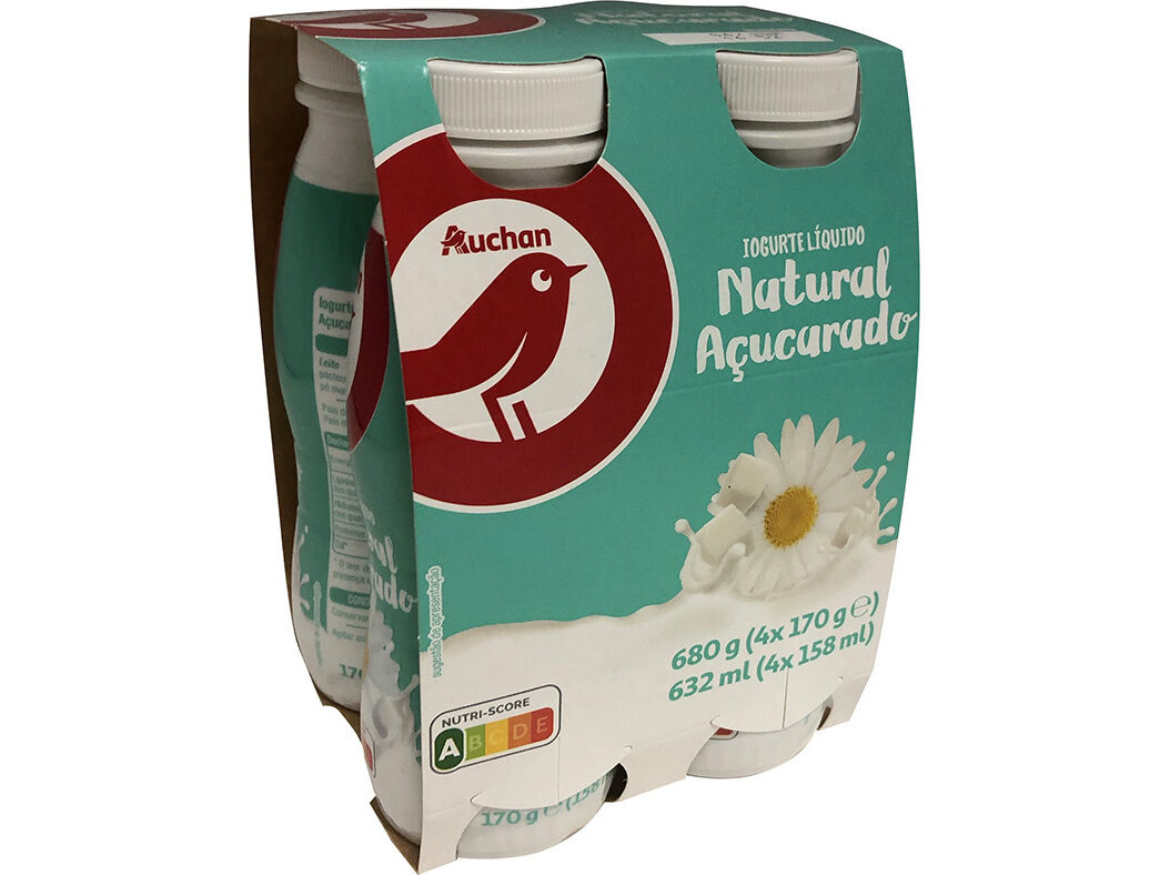 IOGURTE AUCHAN L&Iacute;QUIDO NATURAL A&Ccedil;&Uacute;CARADO 4X170G