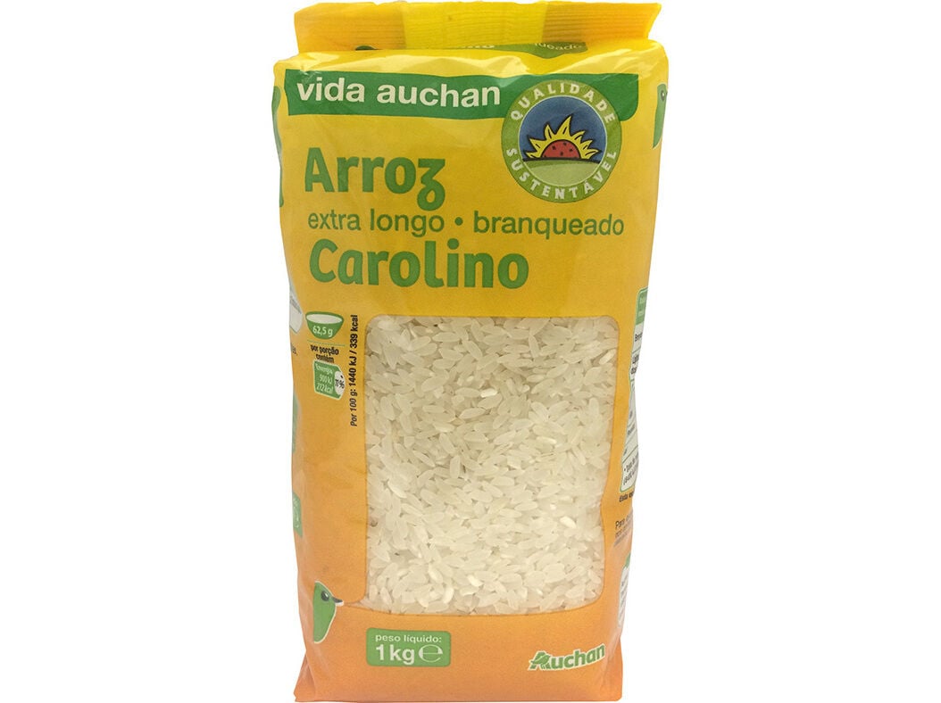 ARROZ CAROLINO VIDA AUCHAN EXTRA LONGO BRANQUEADO CULTIVAMOS O BOM 1KG
