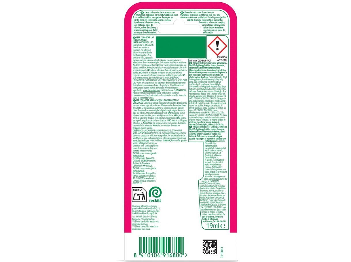 AMBIENTADOR AIRWICK ELETR RECARG F. CEREJEIRA 19ML image number 1