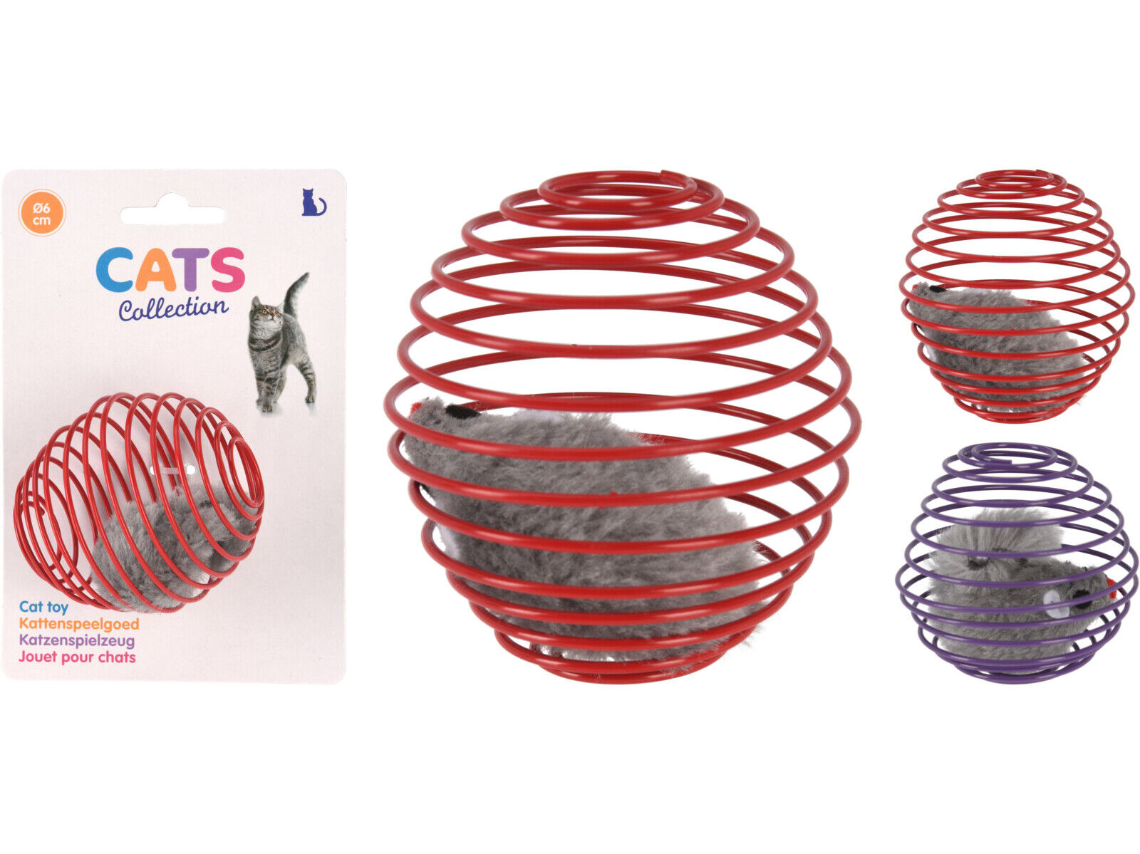 BRINQUEDO GATO CATS COLLECTION BOLA COM RATO 6CM CORES SORTIDAS image number 1