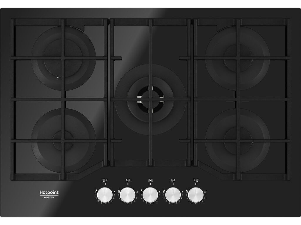 PLACA A G&Aacute;S NATURAL HOTPOINT HAGS 72F/BK 5 QUEIMADORES 73CM PRETO image number 0