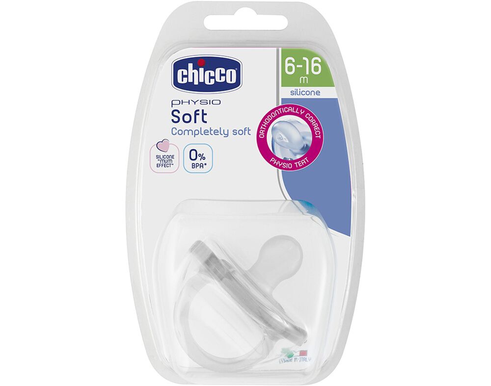 CHUPETA SOFT CHICCO SILICONE INCOLOR 6-16MESES 1UN
