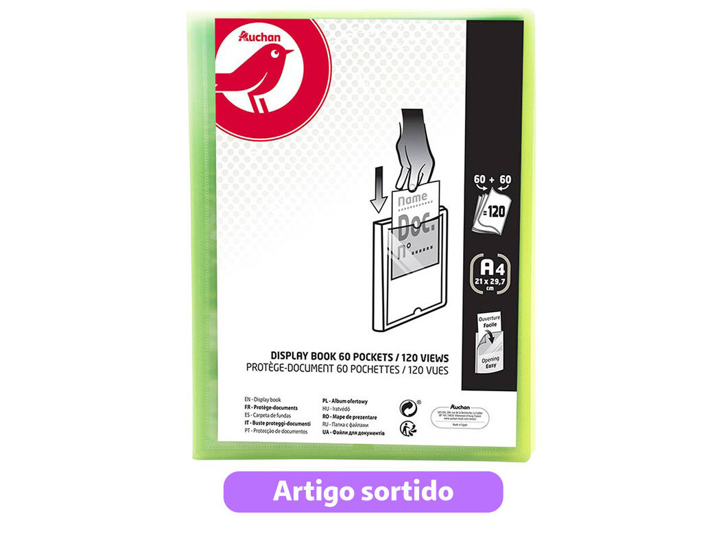 PORTF&Oacute;LIO AUCHAN A4 60+60 BOLSAS CORES SORTIDAS image number 6