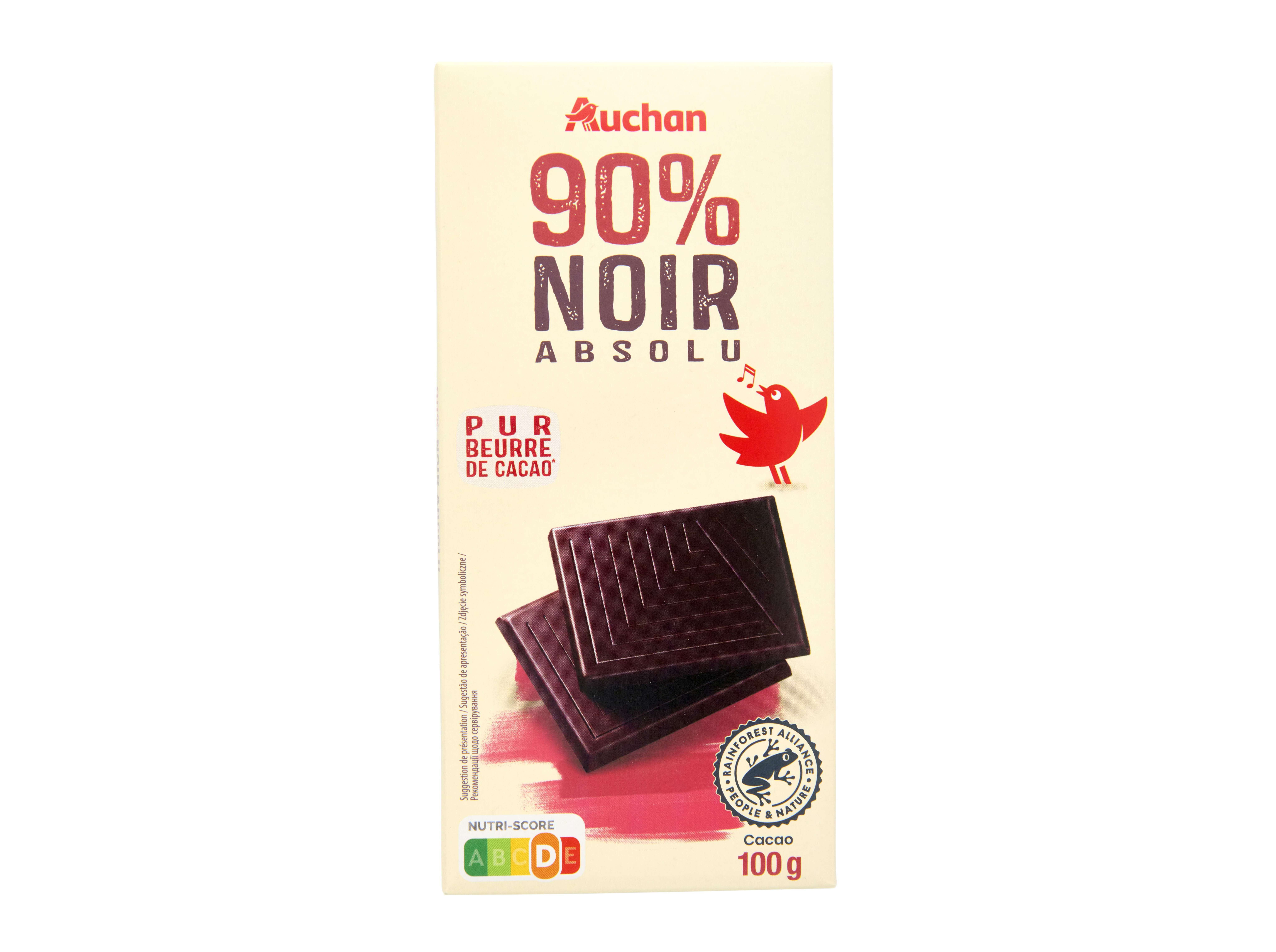 CHOCOLATE AUCHAN GOURMET NEGRO 90% 100G