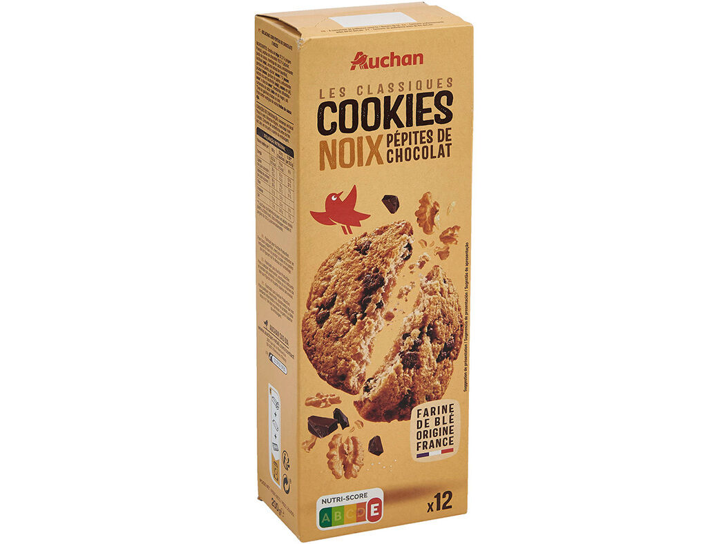 BOLACHA COOKES AUCHAN COM PEPITAS COOKIES CHOCOLATE E NOZES 200G image number 0