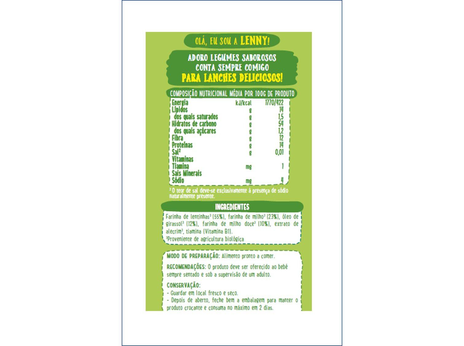 SNACK BLEDINA BIO FLORES LENTILHAS E MILHO 20G image number 1