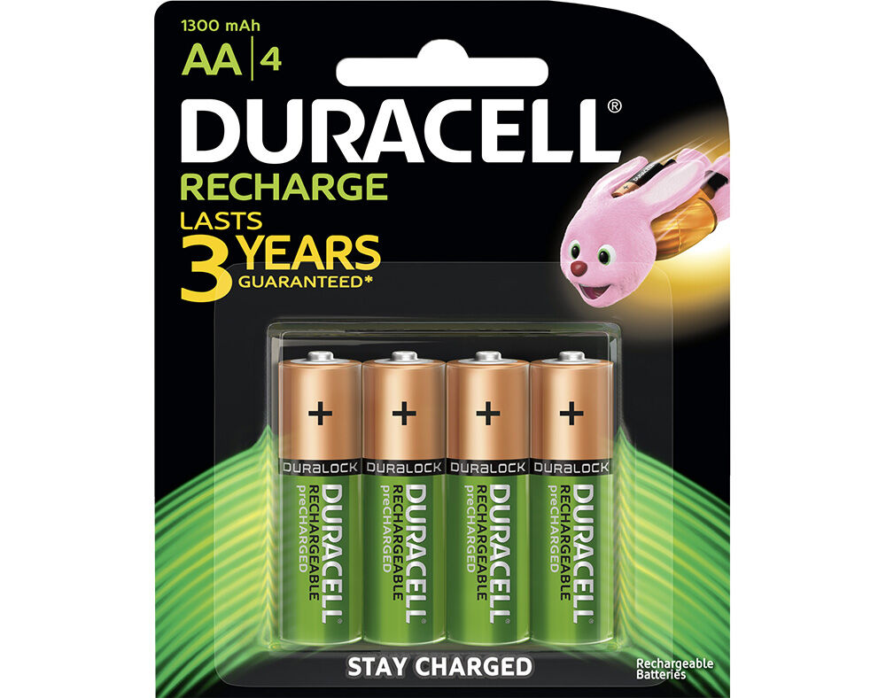 PILHAS RECARREG&Aacute;VEIS DURACELL AA 1300MAH 4 UNIDADES image number 0