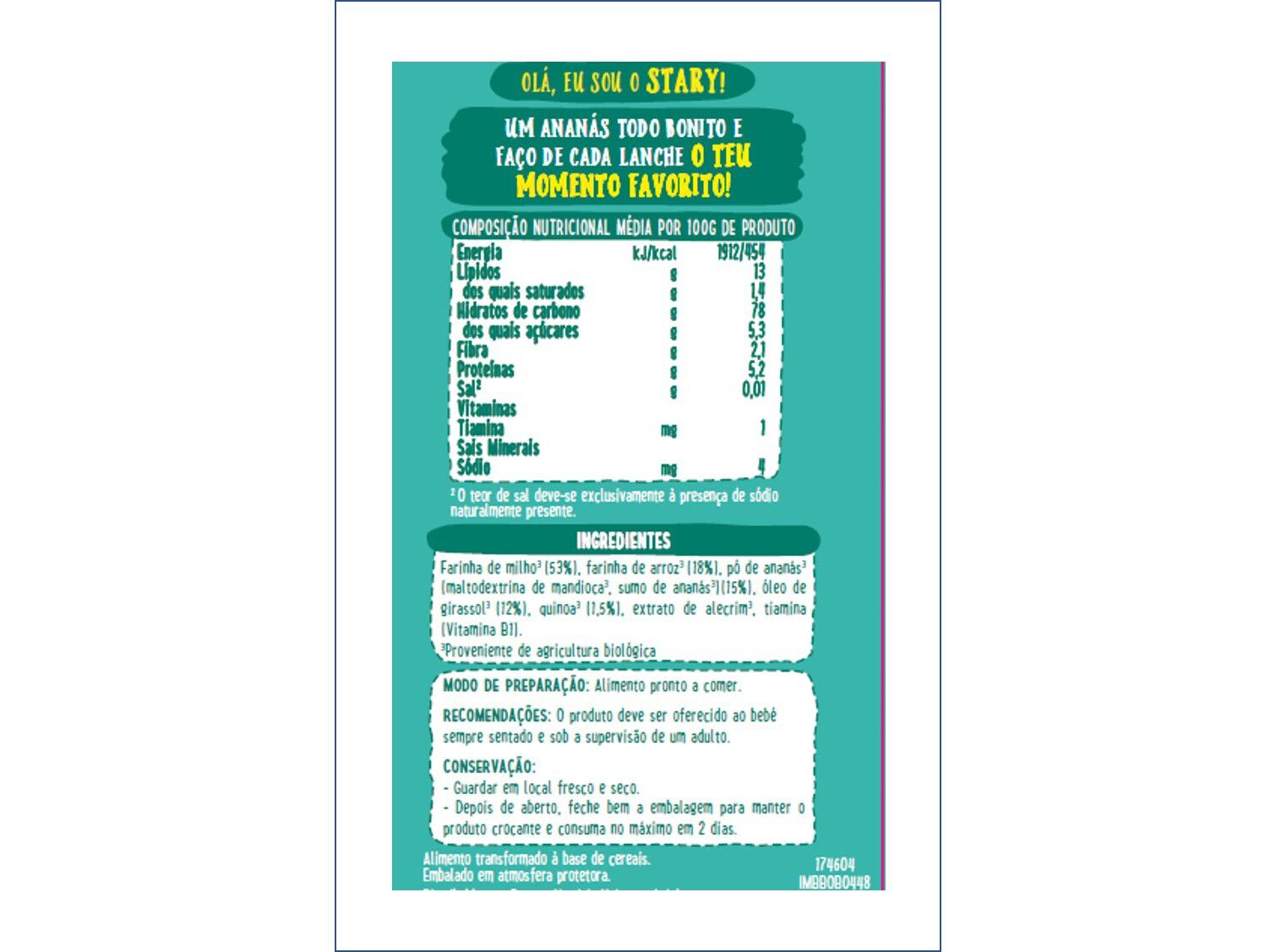 SNACK BLEDINA BIO ESTRELAS ANAN&Aacute;S E QUINOA 20G image number 1