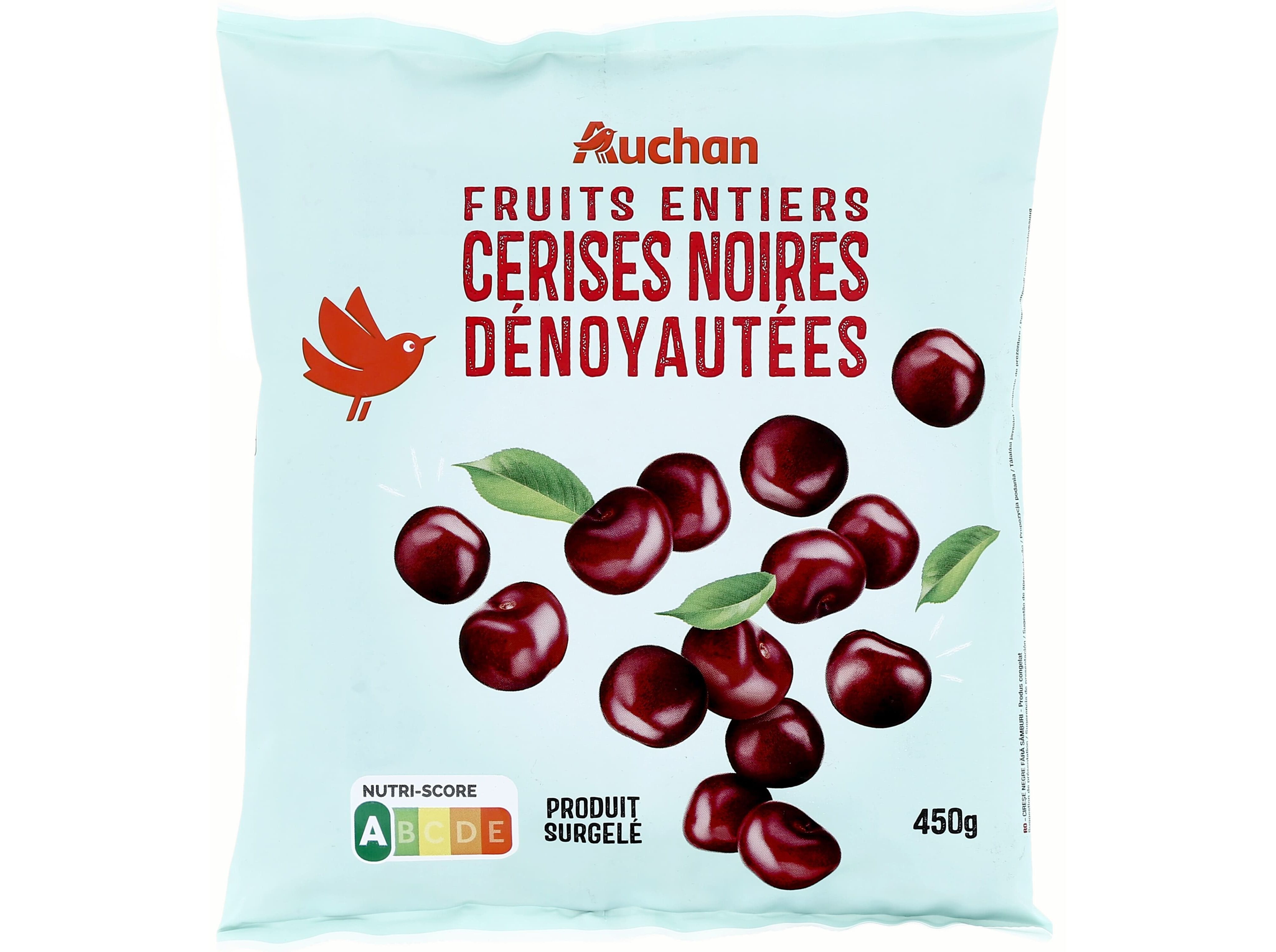 CEREJAS PRETAS AUCHAN SEM CARO&Ccedil;O ULTRACONGELADAS 450G