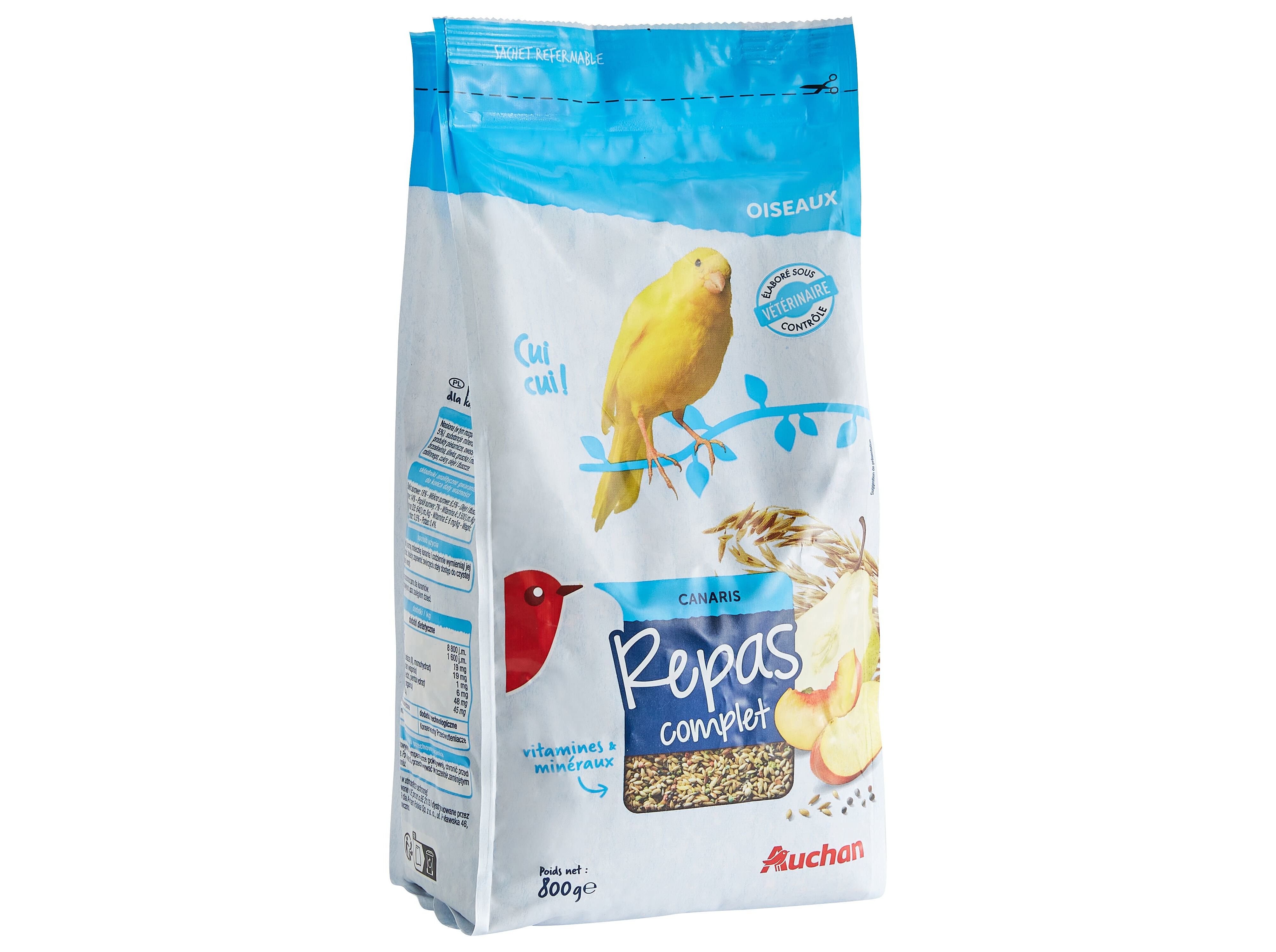 COMIDA PARA CAN&Aacute;RIOS AUCHAN MENU COMPLETO 800G image number 1