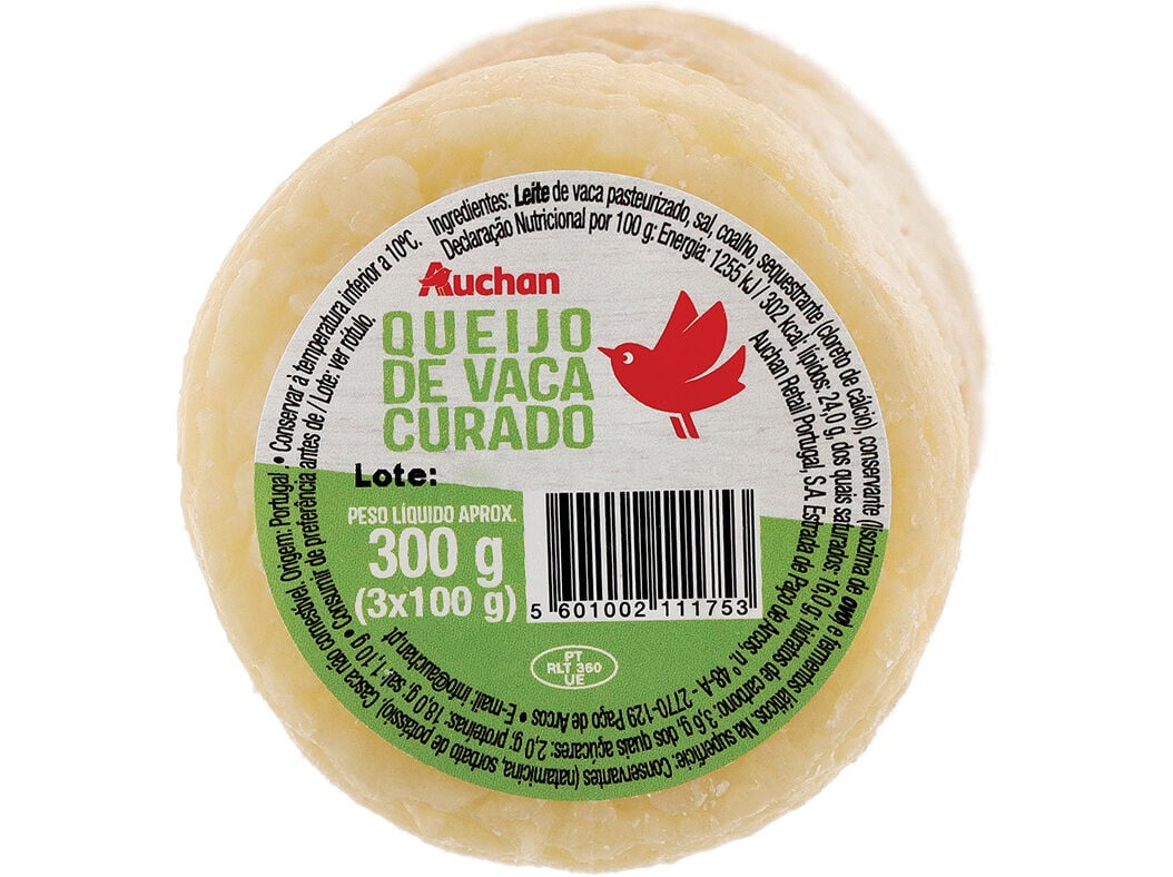 QUEIJO DE VACA AUCHAN CURADO 3X100 G image number 1