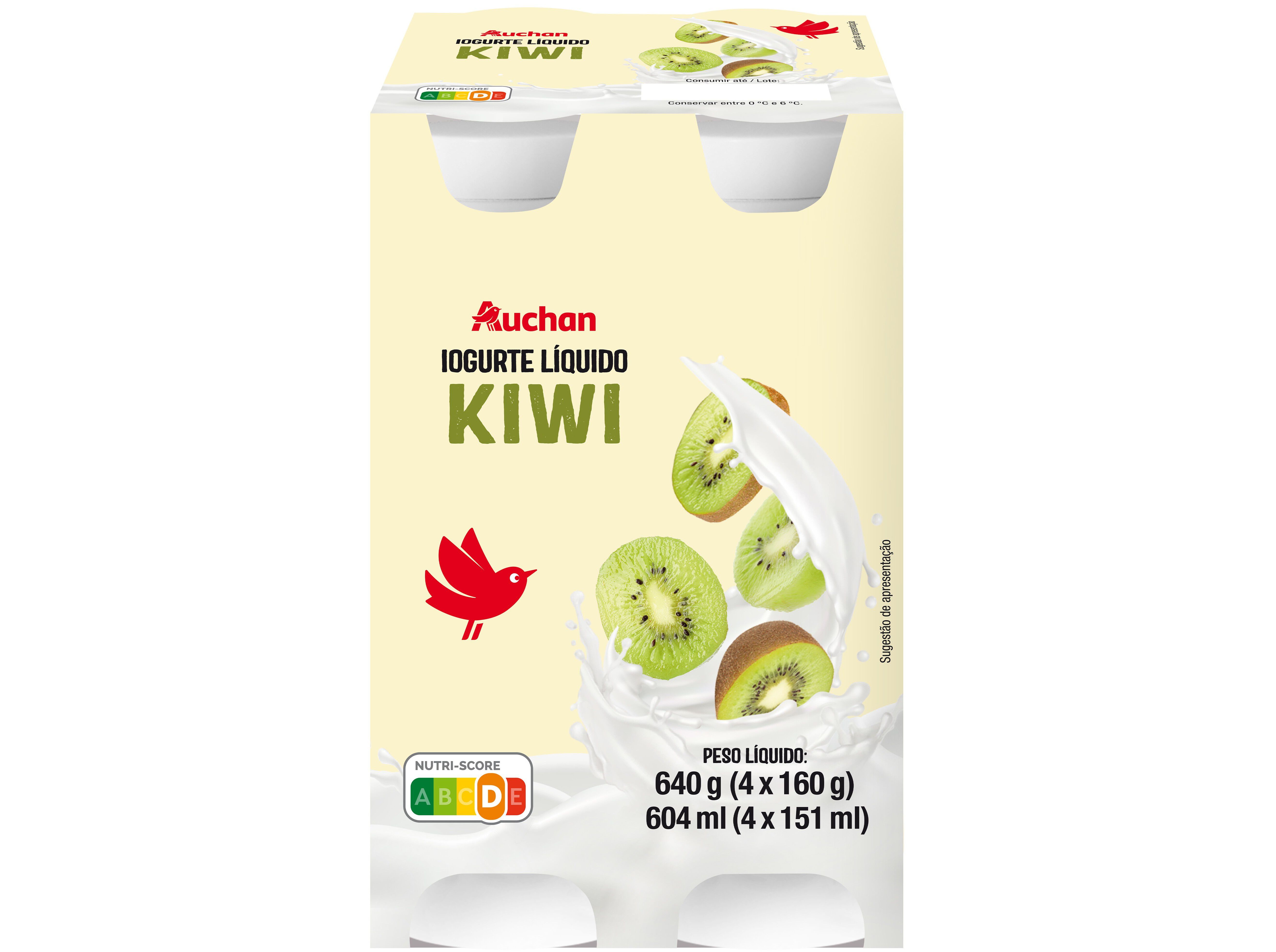 IOGURTE L&Iacute;QUIDO AUCHAN KIWI 4X160G image number 0