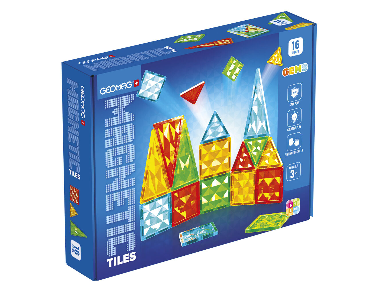 MAGNETIC TILES GEMS GEOMAG 16 PE&Ccedil;AS image number 0