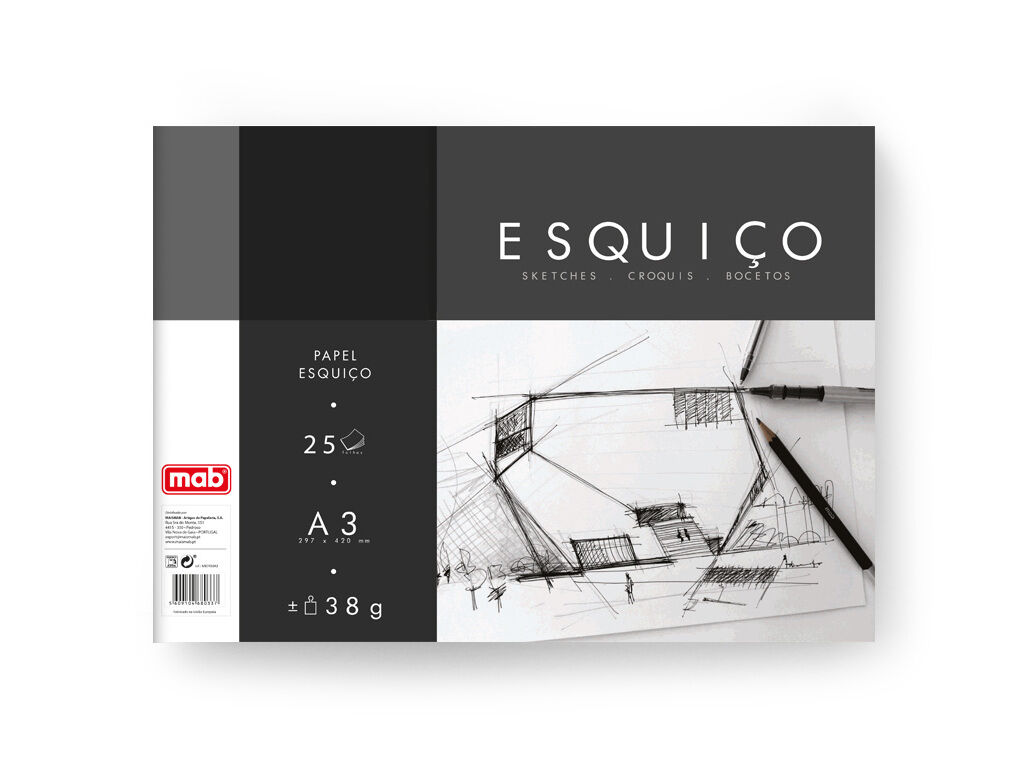 BLOCO PAPEL ESQUI&Ccedil;O MAB A3 36G 25 FOLHAS image number 0