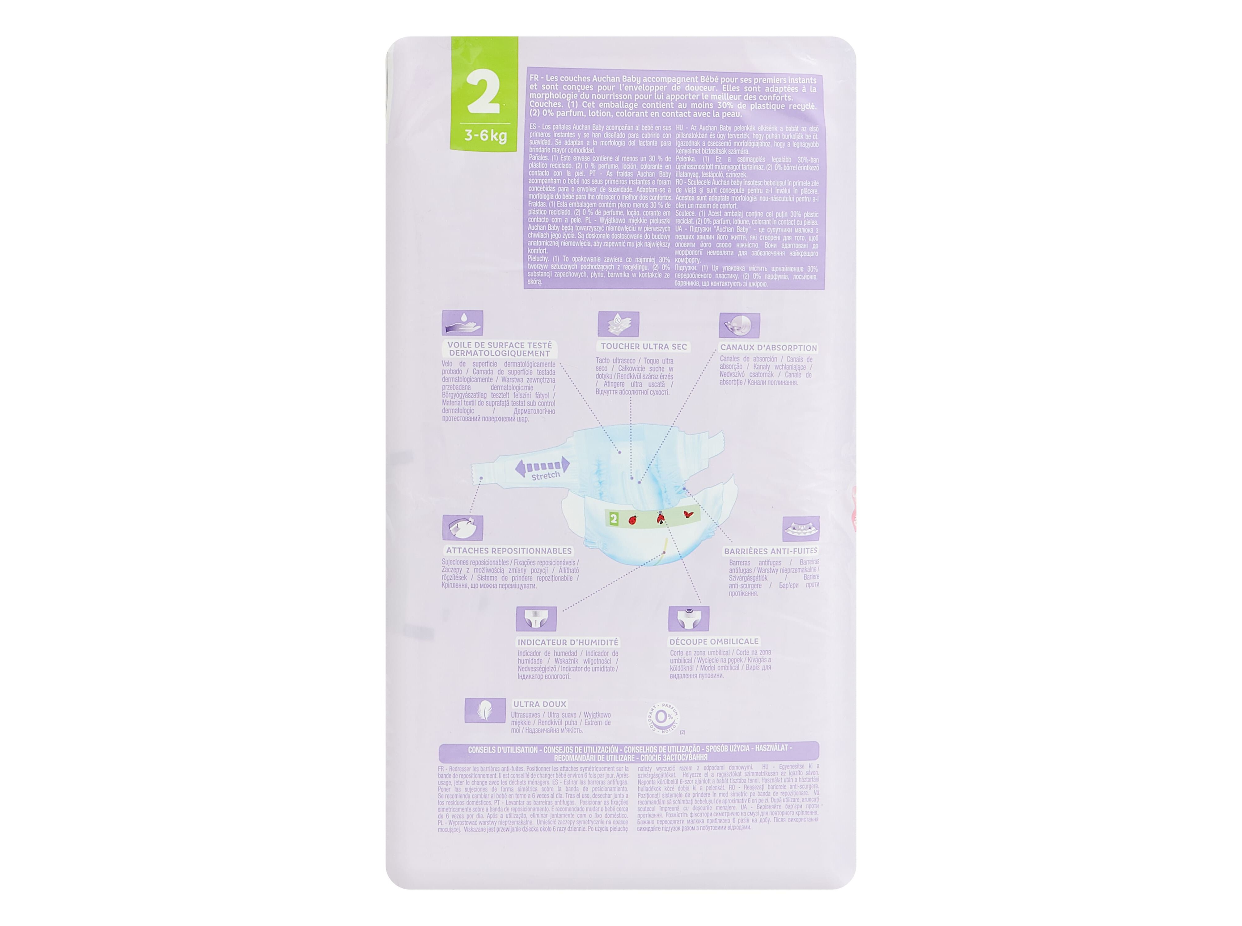 FRALDAS AUCHAN BABY T2 3-6KG 60UN image number 1