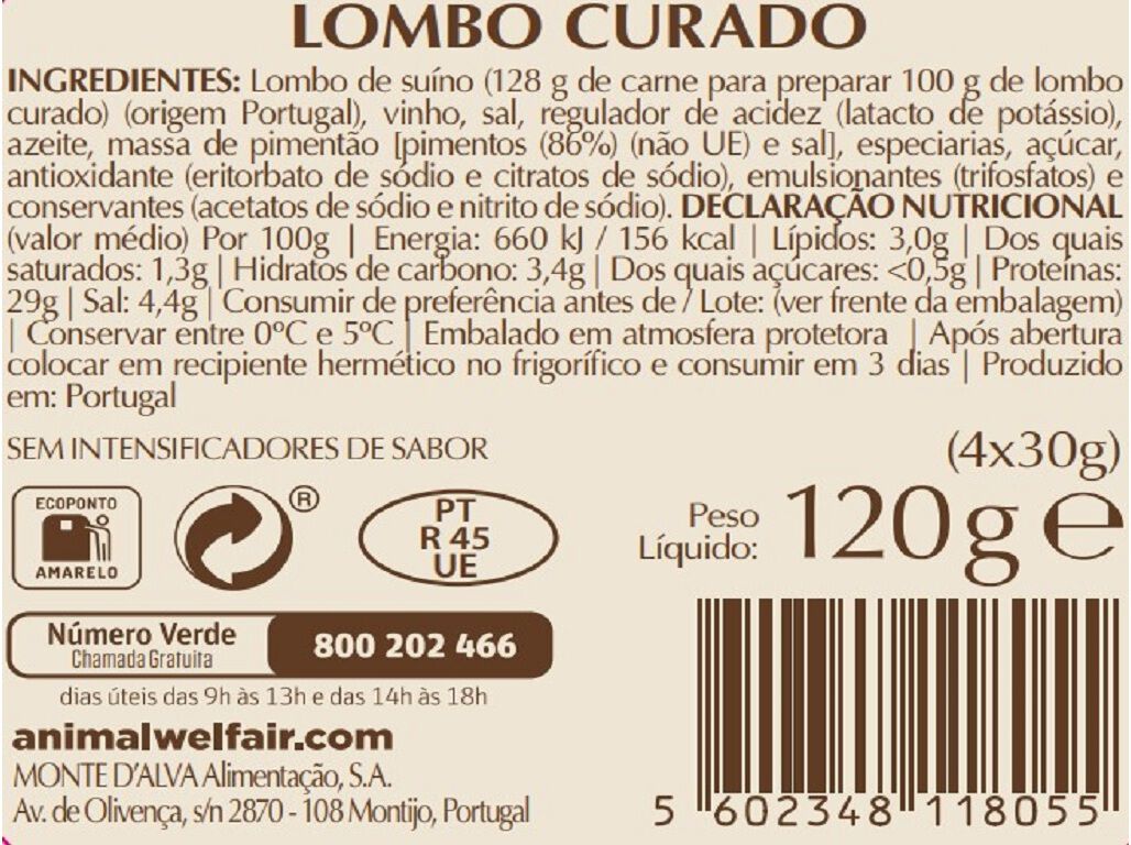 PAIO DO LOMBO FATIAS DAMATTA 4X30 G image number 1