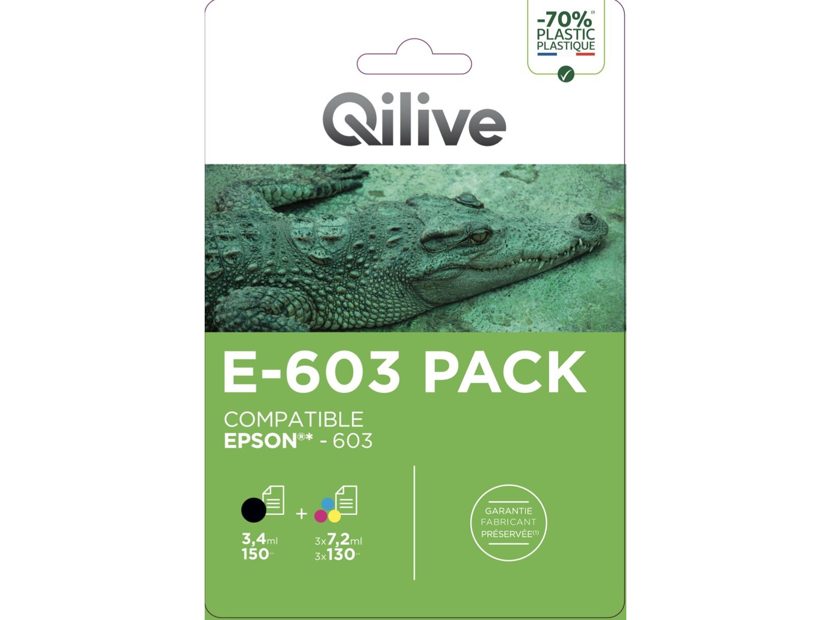 TINTEIRO QILIVE PACK EPSON E-603 PRETO+COR image number 0