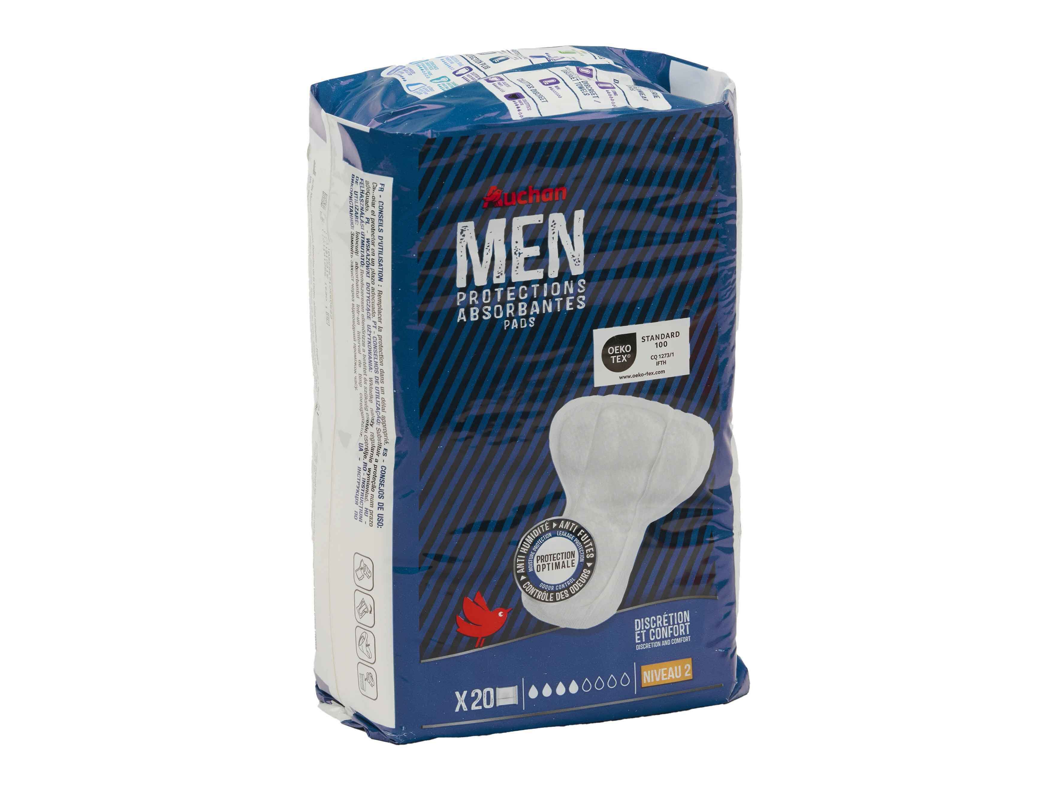 PENSOS INCONTIN&Ecirc;NCIA AUCHAN HOMEM N2 20UN image number 1